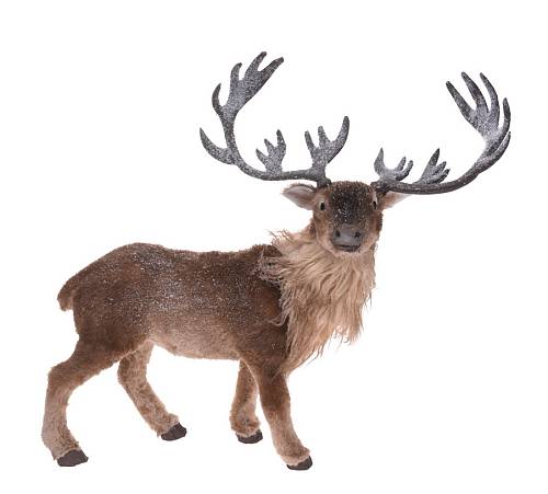 Διακοσμητικός τάρανδος από ύφασμα & γούνα 55cm XM689