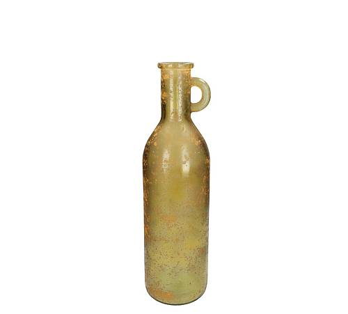 Βάζο από ανακυκλωμένo γυαλί, παλαιωμένο φινίρισμα, κίτρινο 14x50cm XET-6570