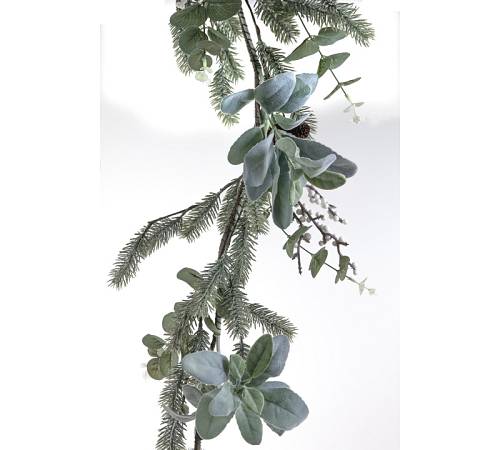 Γιρλάντα με παγο, φύλλα ευκάλυπτου & έλατου, λευκά berries,120cm MS590