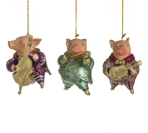 Στολίδι ορχήστρα με γουρουνάκια, 3σχ.,9cm KD109