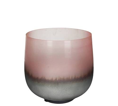 Γυαλινο κηροπήγιο/μπώλ οξειδωμένο ροζ,21.5cm XET-7368