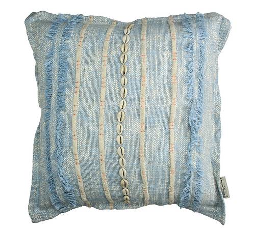 Μαξιλάρι cotton με κοχύλια, γαλάζιο 45x45cm XET-7002