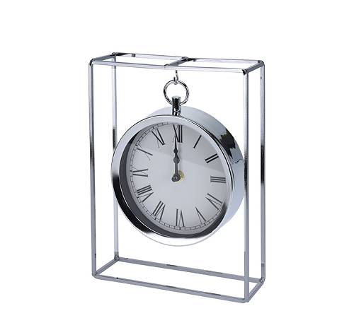 Επιτραπέζιο ρολόι νίκελ ασημί σε τετράγωνο πλαίσιο,18x25cm CL343