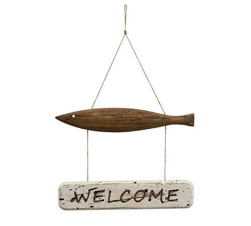 Πινακίδα "Welcome" με διακοσμητικό ψάρι, 40x30cm HG194