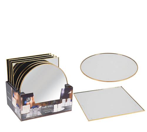 Καθρέπτης με χρυσή μετ/κη μπορντούρα 2σχ.,display 8τεμ.,25x25cm YL145