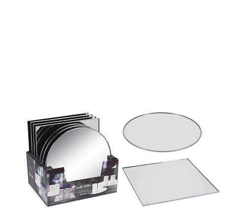 Καθρέπτης με ασημί μετ/κη μπορντούρα 2σχ.,display 12τεμ.,15x15cm YL146