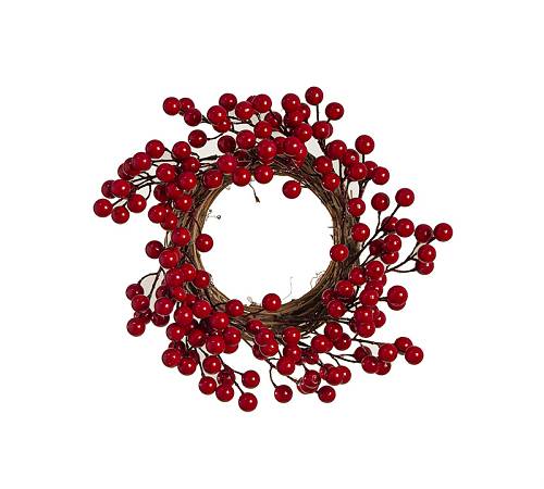 Στεφάνι για κερί με κόκκινα berry,25cm AX660