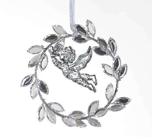 Στολίδι στεφάνι με αγγελάκι, καθρέπτης,15cm MS621