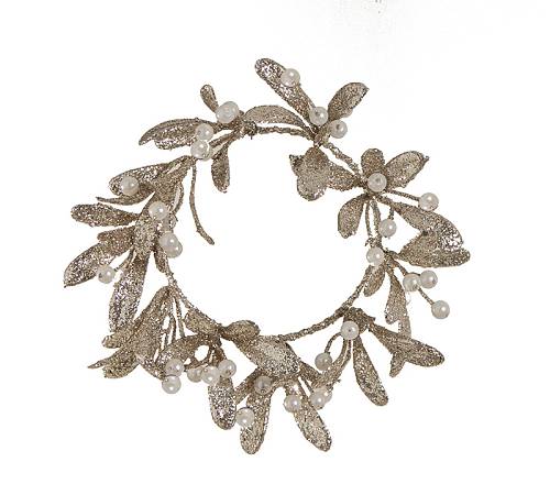 Στεφάνι για κερί φύλλα & πέρλες 20cm MS628