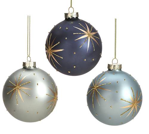 Γυαλινη μπάλλα Star σε αποχρώσεις μπλε-γκρί,8cm BL330 Γυαλινη μπάλλα Star σε αποχρώσεις μπλε-γκρί,8cm BL330