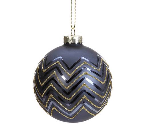 Γυάλινη μπάλλα "Zic Zac" μπλε/χρυσό,8cm BL340 Γυάλινη μπάλλα "Zic Zac" μπλε/χρυσό,8cm BL340