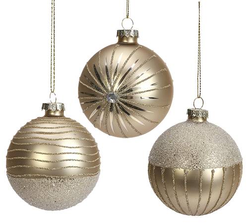 Γυάλινη μπάλλα 3σχ. σαμπανί,8cm BL355 Γυάλινη μπάλλα 3σχ. σαμπανί,8cm BL355