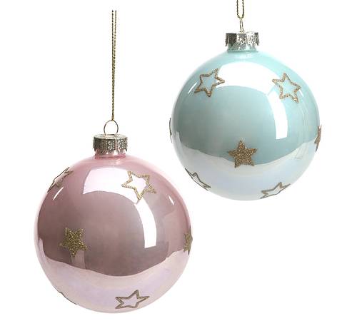 Γυάλινη μπάλλα αστεράκι,2χρ.παστέλ(ροζ&γαλάζιο),8cm BL361 Γυάλινη μπάλλα αστεράκι,2χρ.παστέλ(ροζ&γαλάζιο),8cm BL361