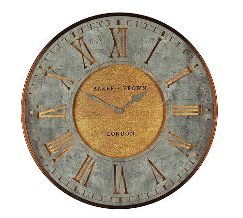 Ρολόι τοίχου με λατινικούς αριθμούς γκρι/χάλκινο,53cm CL347