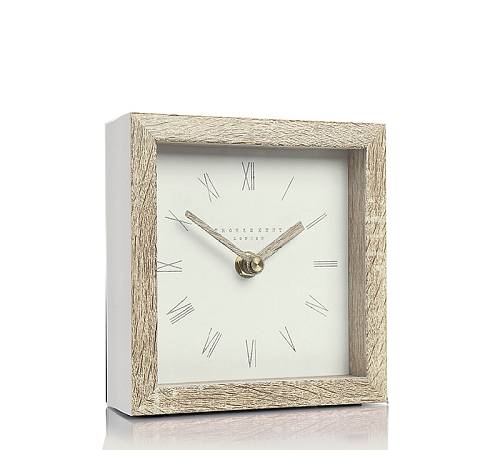 Επιτραπέζιο ρολόι σε απομίμηση ξύλου,λευκο χρ.,14cm CL357