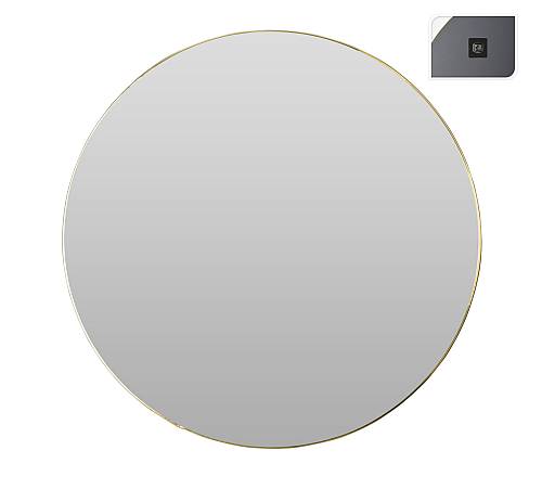 Στρογγυλός καθρέπτης με λεπτή χρυσή κορνίζα, Δ.75cm MI130
