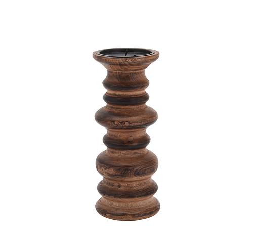 Ξύλινο κηροπήγιο 10x24cm, καφέ. HE292