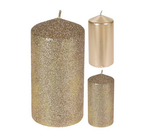 Κερί κορμός 7x14cm χρυσό (μεταλλικό&glitter) CA320