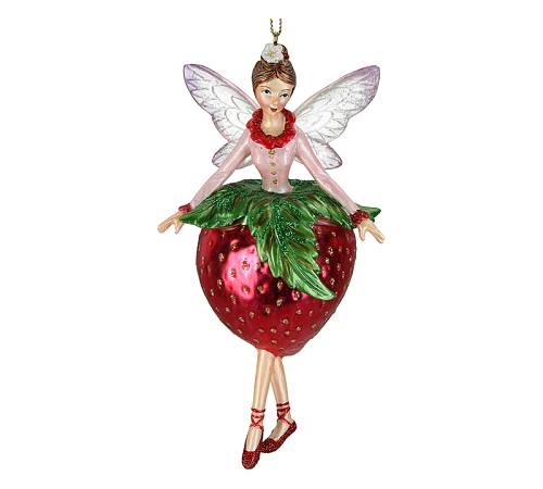 Γυάλινο στολίδι νεράιδα σχ.φράουλα 15.5cm MAS-6650