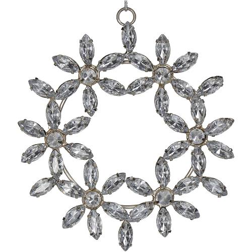 Στολίδι στεφάνι με διαμαντάκια,ασημί χρ.,11cm MAS-7114