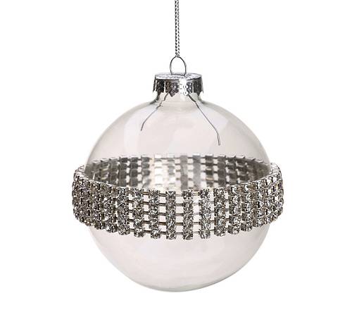 Γυάλινη διάφανη μπάλλα "Diamonds" 8cm BL372