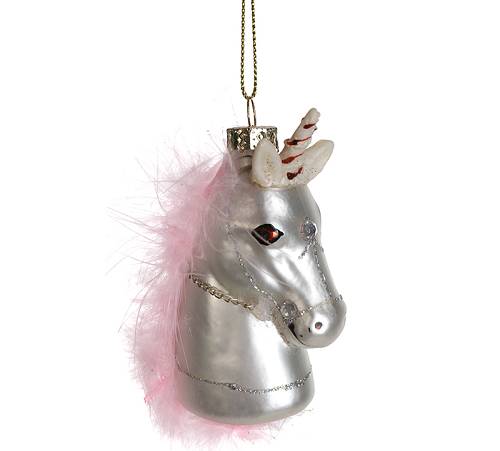 Στολίδι Μονόκερος soft pink, με φτερό,9cm XM746