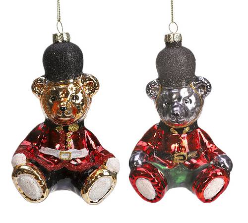 Γυάλινο στολίδι αρκουδάκι σε 2 χρ.,13cm XM758