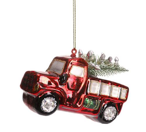 Γυαλινο στολίδι φορτηγό με χριστ.έλατο,11.5 XM760