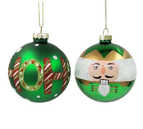 Γυαλινη μπάλλα Καρυοθραύστης&Ho Ho Ho,πρασινη,8cm BL401 Γυαλινη μπάλλα Καρυοθραύστης&Ho Ho Ho,πρασινη,8cm BL401