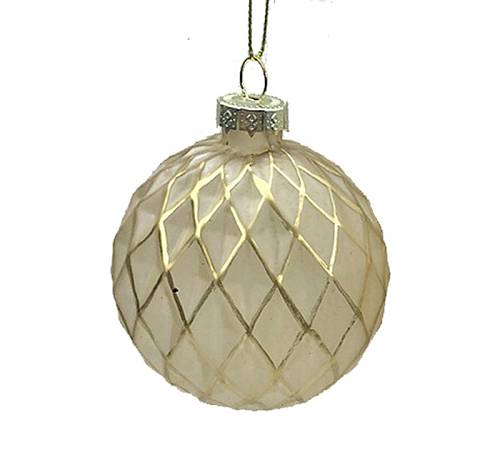Γυαλινη μπάλλα, σχ.ρομβοι, σκ.χρυσό,8cm BL413