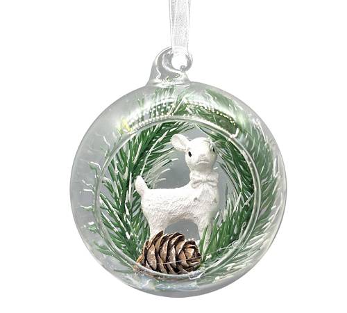 Γυαλινη "ανοιχτή" μπάλλα με έλατο & ελάφι,8cm BL420 Γυαλινη "ανοιχτή" μπάλλα με έλατο & ελάφι,8cm BL420