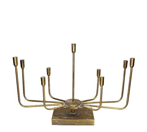 Κηροπήγιο 9 θέσεων, σε παραλ/μο σχήμα αντ.χρυσό,65cm XET-8537