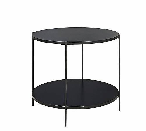 Στρογγυλό side table με ράφι, μαύρο χρ.,δ.61x55cm HG222