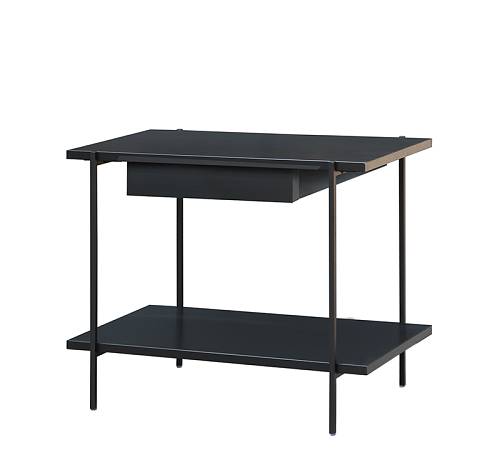Side table-κομοδίνο με 1ράφι & συρτάρι.μαύρο 59x42x50cm HG225