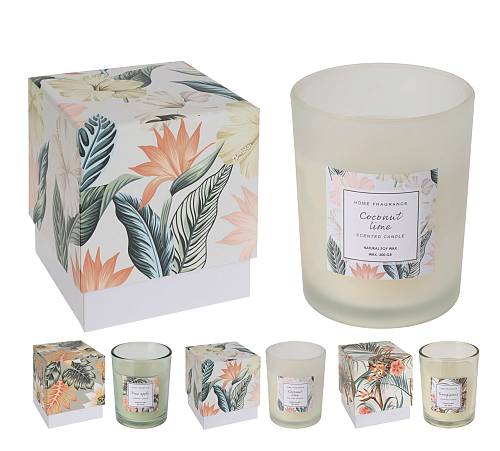 Κερί σε γυάλα 8x10cm,συκευασία δώρου floral,3 αρώματα CA362