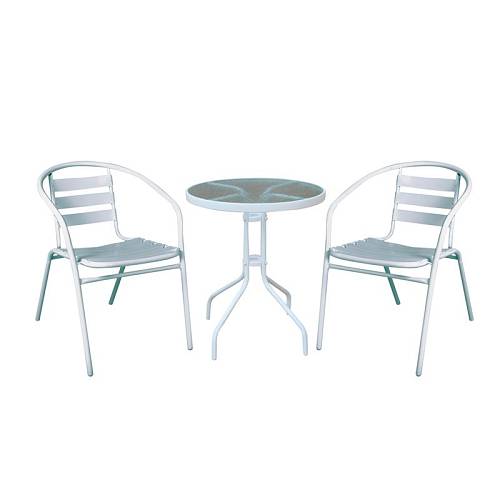 BALENO - FUNKY Set Βεράντας - Κήπου : Τραπέζι + 2 Πολυθρόνες Μέταλλο - Αλουμίνιο Άσπρο Ε-00023587 Ε242,1S