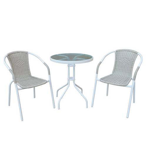 BALENO Set Κήπου - Βεράντας: Τραπέζι + 2 Πολυθρόνες Μέταλλο Άσπρο - Wicker Beige Ε-00020156 Ε240,8