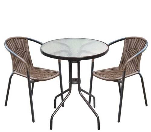 BALENO Set Κήπου - Βεράντας: Τραπέζι + 2 Πολυθρόνες Μέταλλο Καφέ - Wicker Brown Ε-00016311 Ε240
