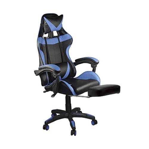 BF7860 Gaming Relax Πολυθρόνα Γραφείου με Υποπόδιο, Pu Μαύρο - Μπλε Ε-00023441 ΕΟ581,2