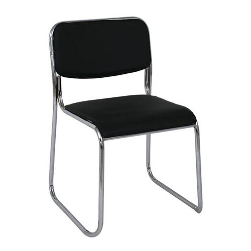 CAMPUS Καρέκλα Επισκέπτη Γραφείου, Στοιβαζόμενη Χρώμιο Μέταλλο, Hard PVC Μαύρο Ε-00010431 Ε553,1