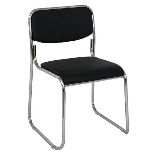 CAMPUS Καρέκλα Επισκέπτη Γραφείου, Στοιβαζόμενη Χρώμιο Μέταλλο, Soft Pu Μαύρο Ε-00018580 Ε553,1W