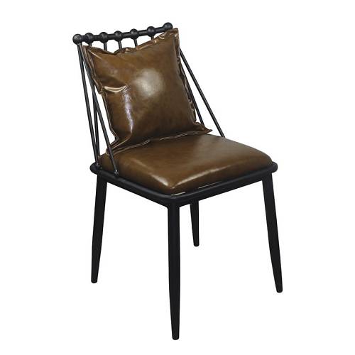 DANTE Καρέκλα, Μέταλλο Βαφή Μαύρο, PU Vintage Brown Ε-00020569 ΕΜ715,1