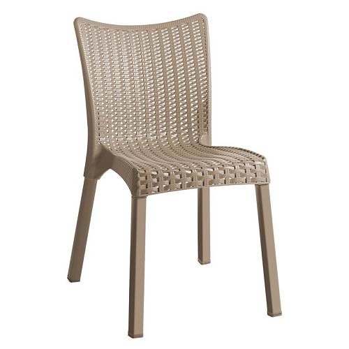 DORET Καρέκλα Στοιβαζόμενη PP Cappuccino, με πόδι αλουμινίου Ε-00024563 Ε3803,1