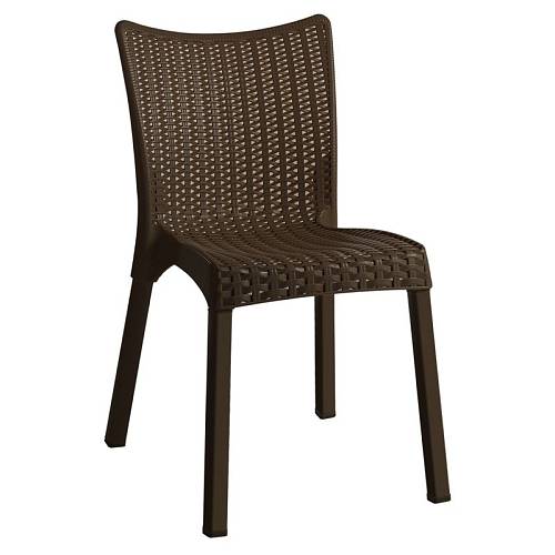 DORET Καρέκλα Στοιβαζόμενη PP  Καφέ Σκούρο, με πόδι αλουμινίου Ε-00024562 Ε3803,4
