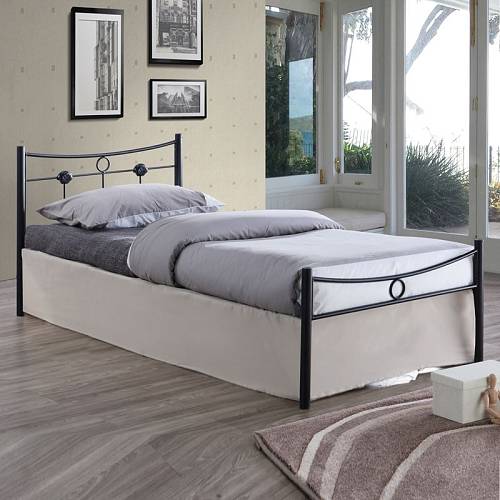 DUGAN Κρεβάτι Μονό, για Στρώμα 90x200cm, Μέταλλο Βαφή Μαύρο Ε-00017090 Ε8068