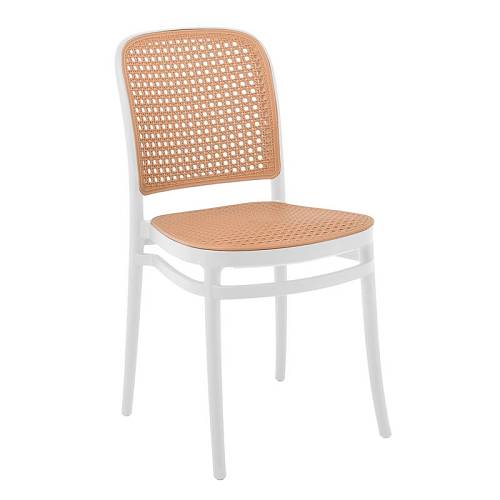 FLORENCE Καρέκλα PP Άσπρο, PP rattan Μπεζ Ε-00024360 Ε387,1