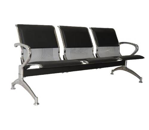 Κάθισμα Αναμονής - Υποδοχής 3 Θέσεων, Μέταλλο Χρώμιο PVC Μαύρο Ε-00015105 Ε503,02