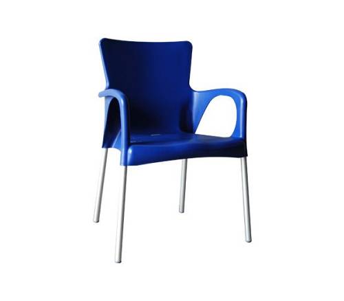 LARA Πολυθρόνα Dining Στοιβαζόμενη, ALU Silver, PP - UV Protection Απόχρωση Μπλε Ε-00014248 Ε306,6