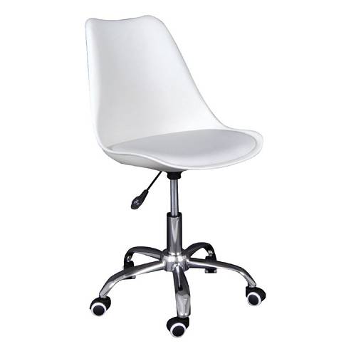 MARTIN Καρέκλα Γραφείου Χρώμιο PP Άσπρο, Κάθισμα: Pu Άσπρο Μονταρισμένη Ταπετσαρία Συσκ.2 Ε-00017937 ΕΟ201,2