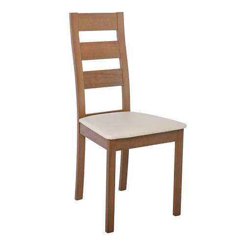 MILLER Καρέκλα Οξιά Honey Oak, PVC Εκρού Ε-00017204 Ε782,1 (ΣΕΤ ΤΩΝ 2)